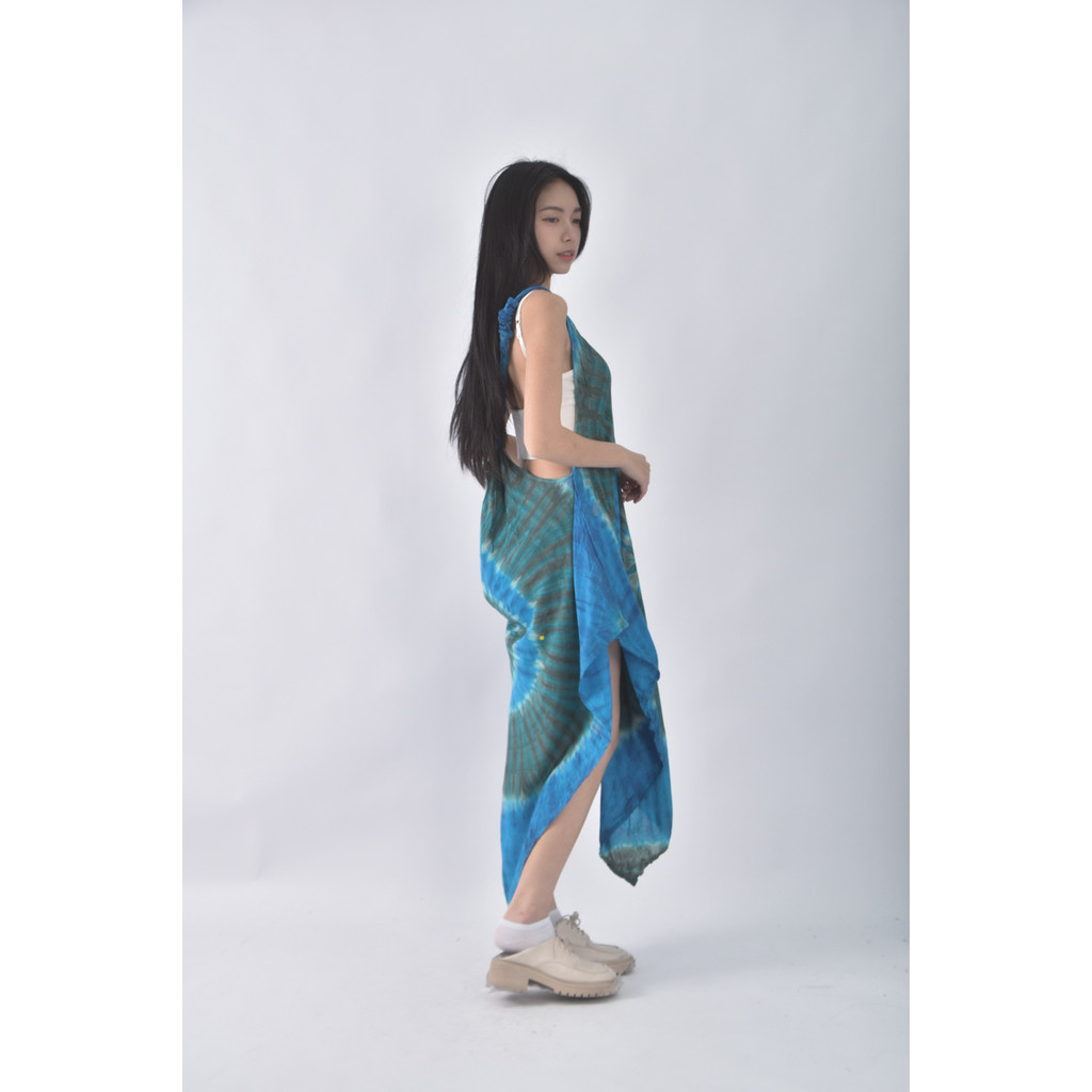 (L) 質感吊帶度假風藍色上衣二手衣, , large