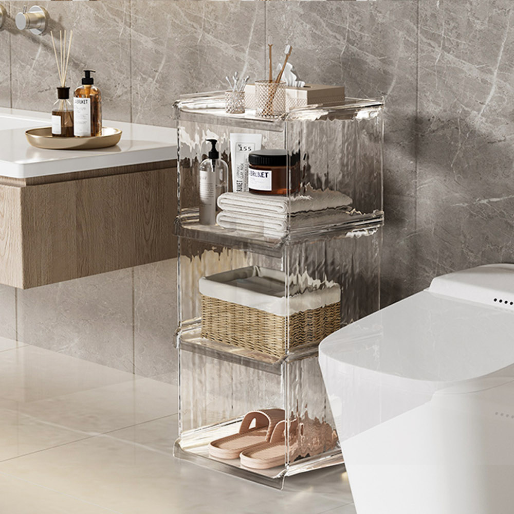 【AOTTO】冰川質感透明四層收納架(AS-001W)	, , large