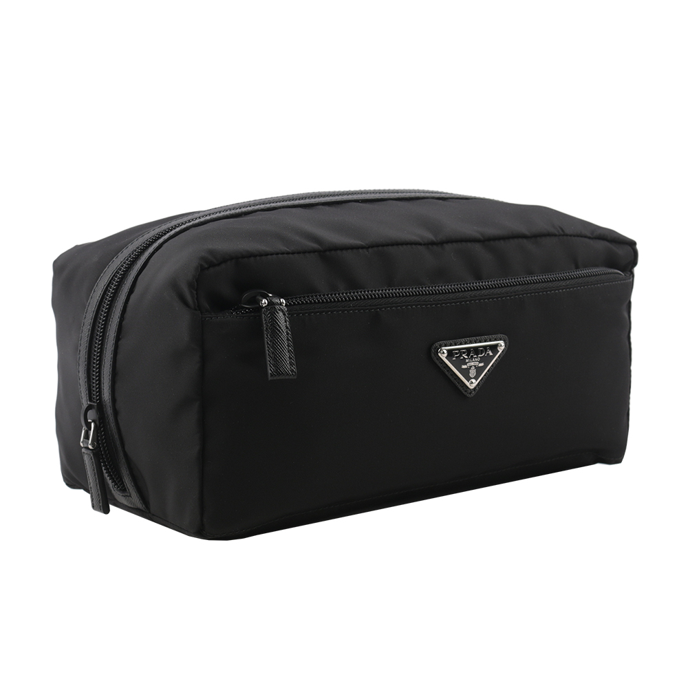 PRADA 三角牌Logo 尼龍多功能萬用包/手拿包/黑色, , large