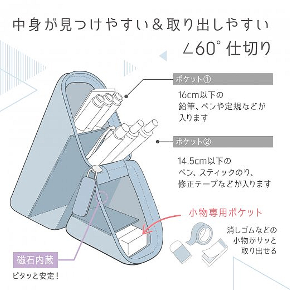 【龍品文創】日本SONIC FD-2286 輕巧三角筆袋-B清透藍, , large