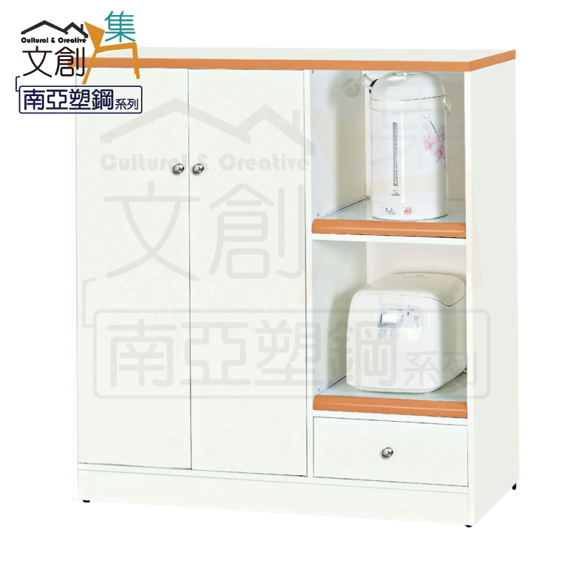 【文創集】波莉 環保3.6尺南亞塑鋼二門單抽層架中餐櫃/收納櫃(客約商品), , large