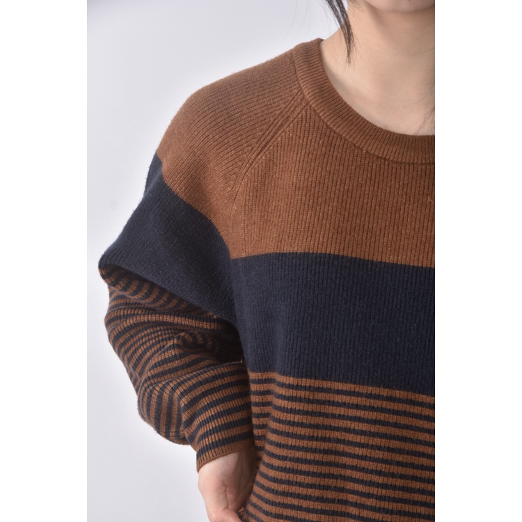 (2XL) xy studio針織條紋棕色長袖上衣二手衣, , large