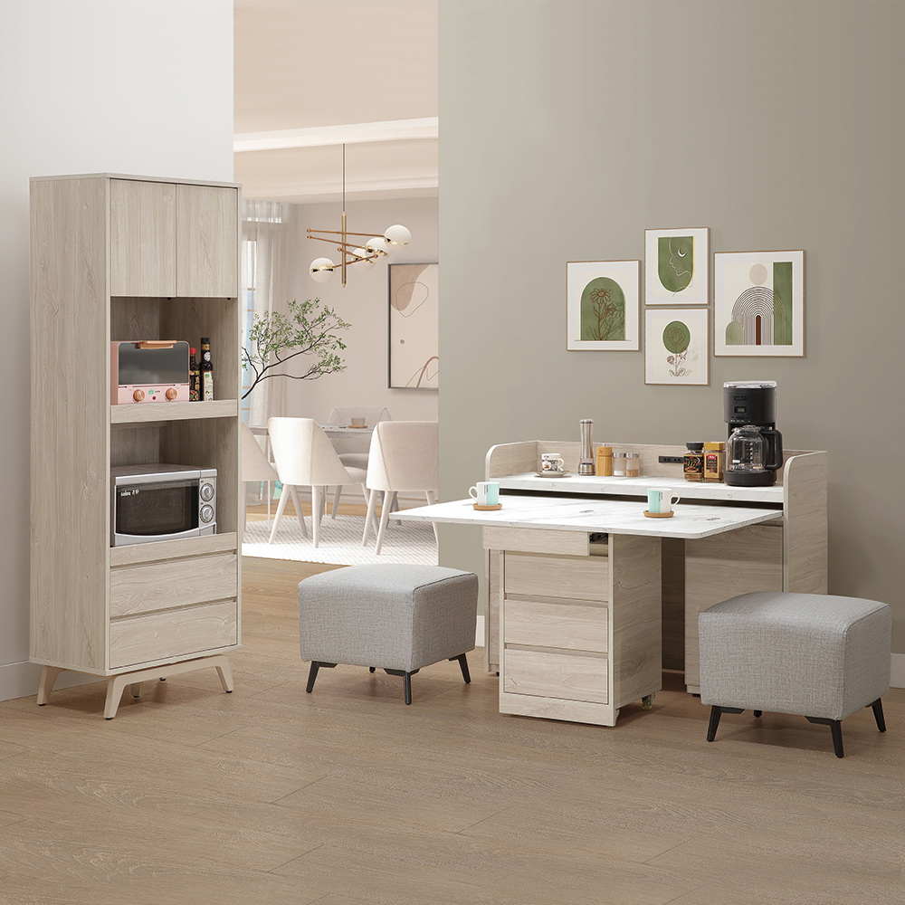 【唯熙傢俱】喬安楓木色3.5尺移動式餐櫃, , large