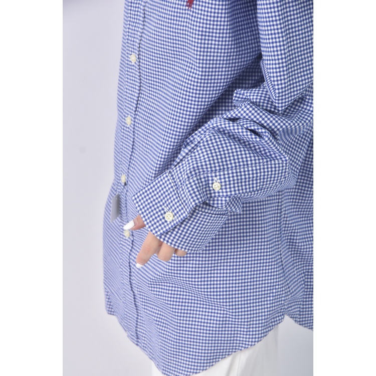 (L) ralph lauren質感格紋藍色襯衫上衣二手衣, , large