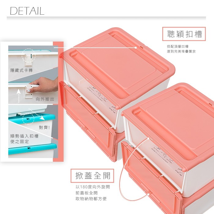 【Y HOUSE】Fully open storage box/storage box/organization box/plastic box-35L blue, , large
