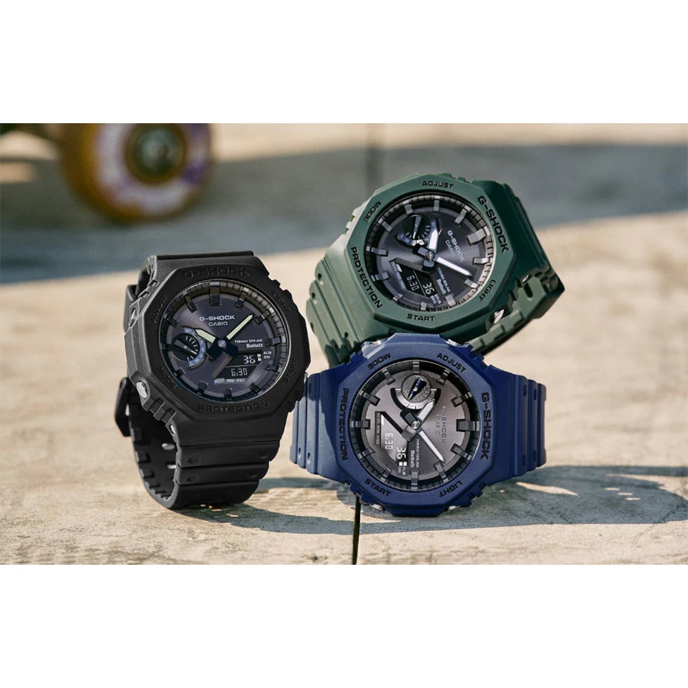 CASIO 卡西歐 G-SHOCK 極簡八角 太陽能電力智慧藍牙手錶 GA-B2100-1A1, , large