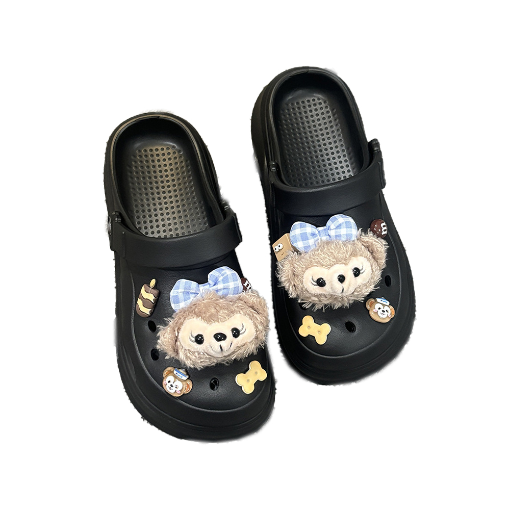 Plush Bear Platform Slippers – Ultra Soft Closed-Toe Design, , large