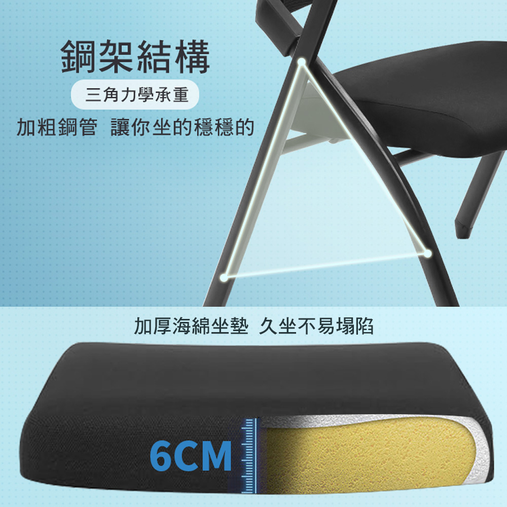 【G+居家】免組裝 舒適靈活折疊會議椅-加高款-含輪(事務椅/接待椅/辦公椅/培訓椅/便攜椅/活動椅 移動式折疊椅), , large