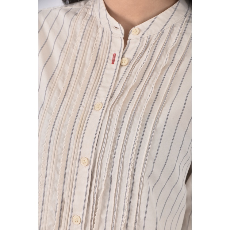 (S) uniqlo棉質條紋純棉杏色長袖上衣二手衣, , large