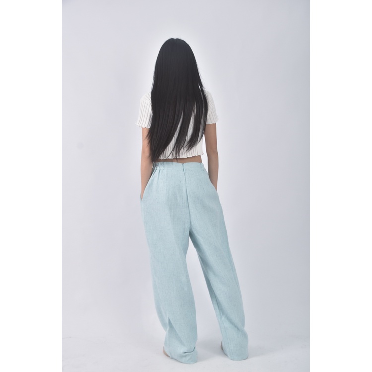 (M) air space lady高腰小香風寬鬆藍色長褲二手衣, , large