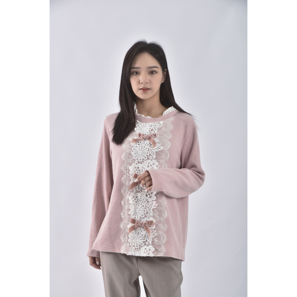 (L) moolbyoungzari韓牌少女粉色長袖上衣二手衣