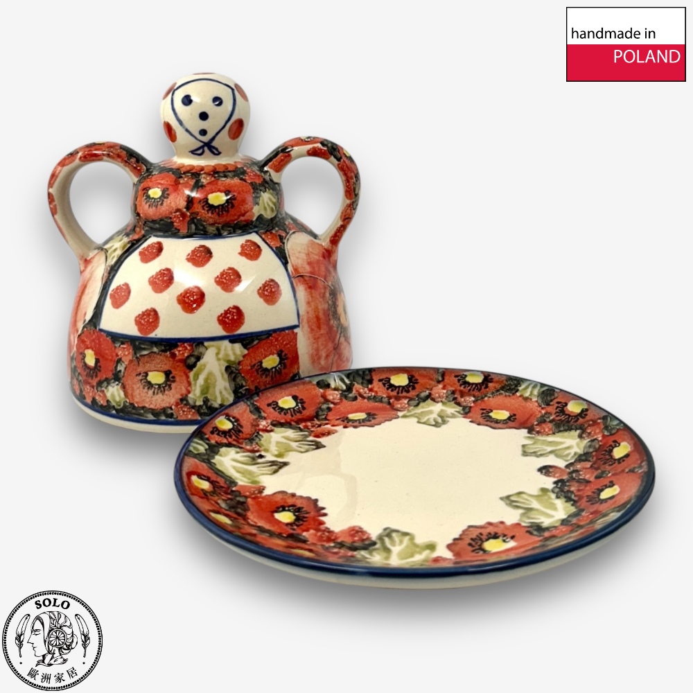 【SOLO歐洲家居】波蘭製 Cerraf 波蘭陶 14cm 起司娃娃 奶油盅/點心盤 赤霞花語系列, , large