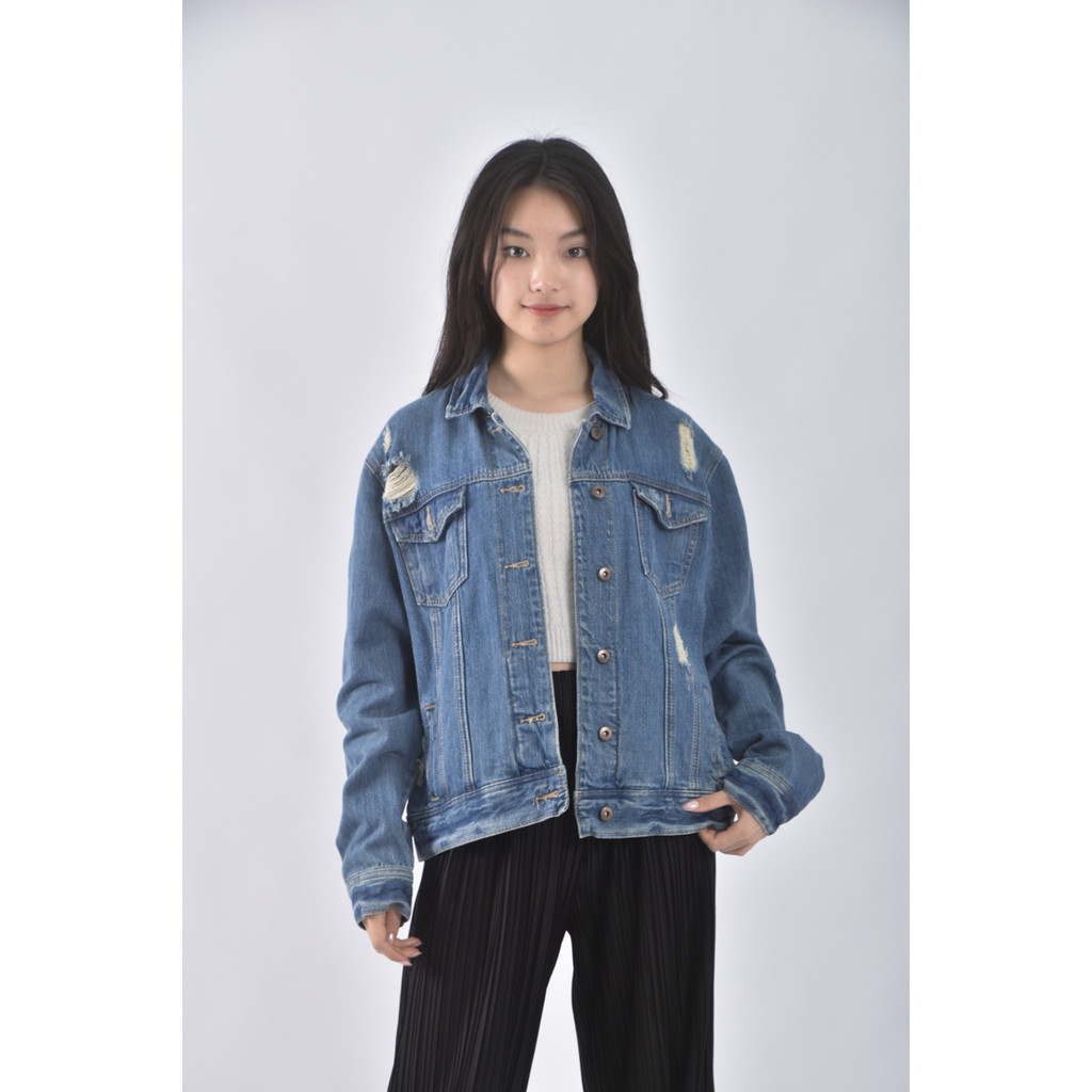 (L) forever21丹寧牛仔棉質純棉藍色外套二手衣
