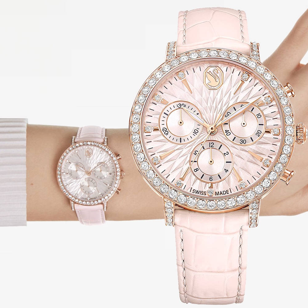 SWAROVSKI 施華洛世奇 Matrix Tennis Chrono水晶三眼計時手錶 女錶-36mm 5698300, , large
