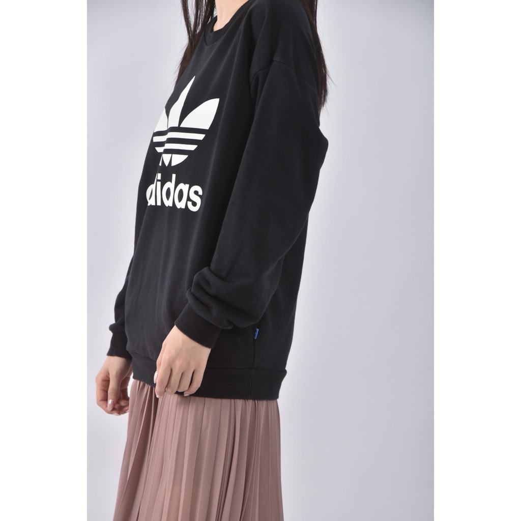 (L) adidas運動棉質圓領黑色長袖上衣二手衣, , large