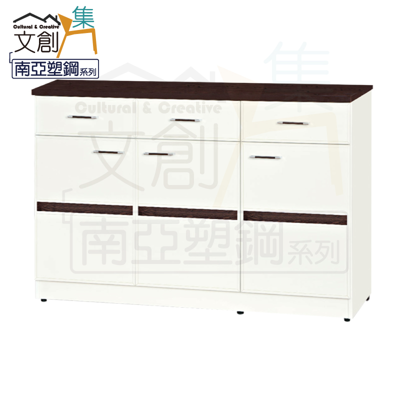 【文創集】寶莉 環保4.1尺南亞塑鋼三抽三門餐櫃/收納櫃(客約商品), , large