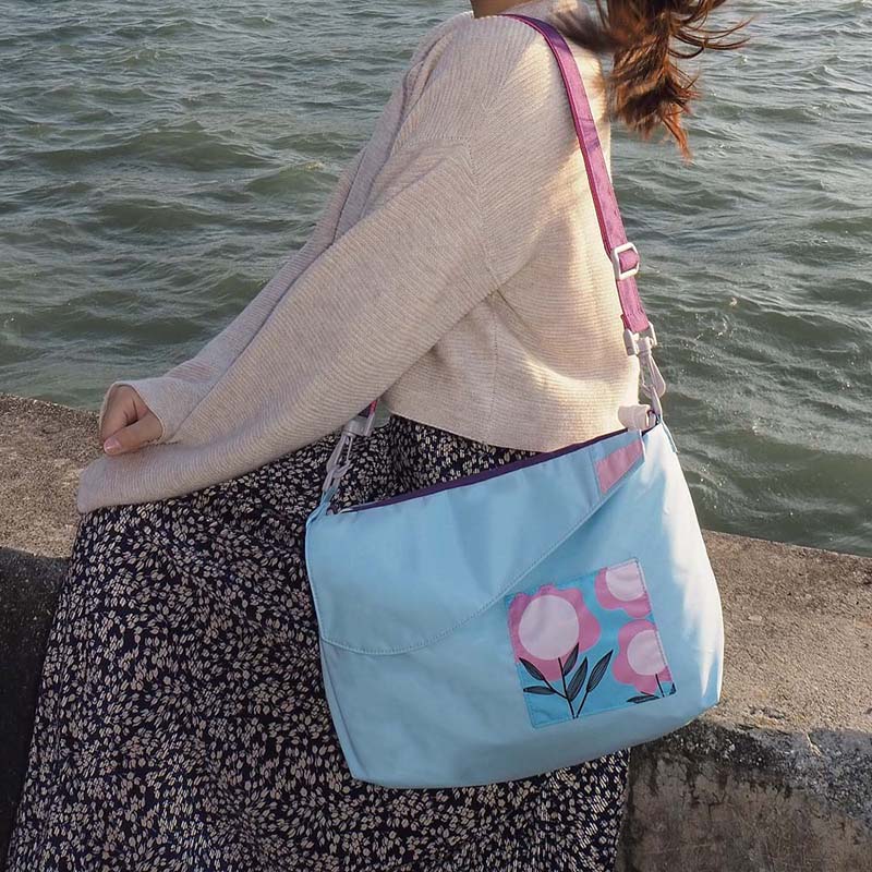 Eco-friendly Crossbody bag & tote bag Two-in-one, Reversible yoyo bag (Ocean)