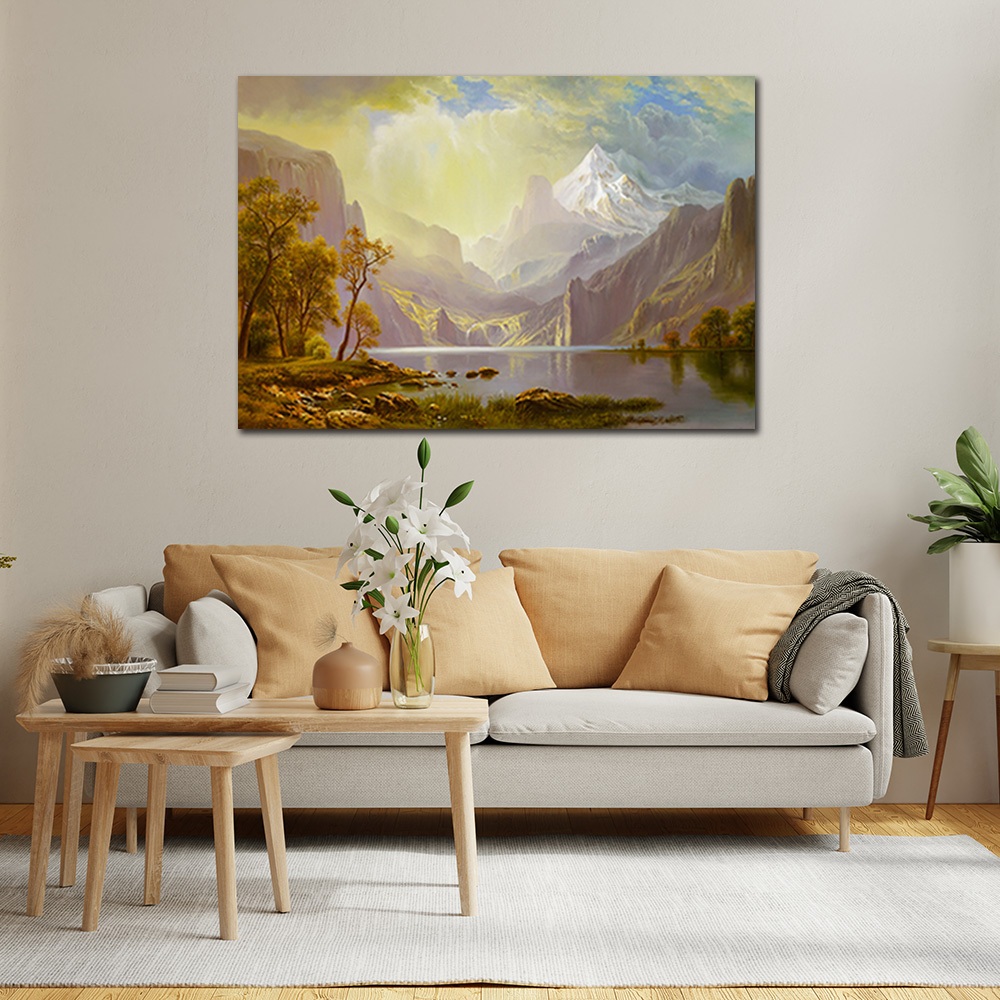 【御畫房】天山湖畔 國家一級畫師手繪油畫60&times;90cm(VF-86), , large