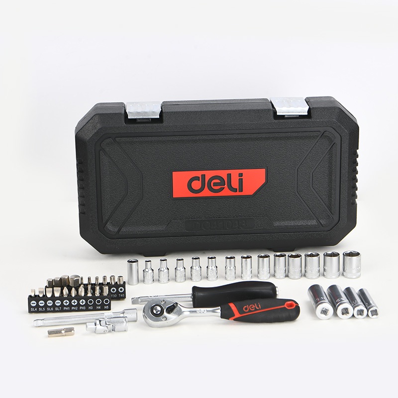 【deli tools】1/4 inch Socket Wrench Set 43PCS, , large