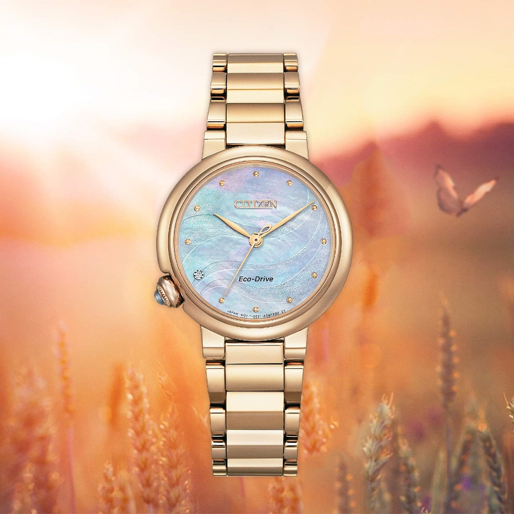 CITIZEN 星辰  L系列 秋川之美 光動能大三針女錶 EM0919-85Y, , large