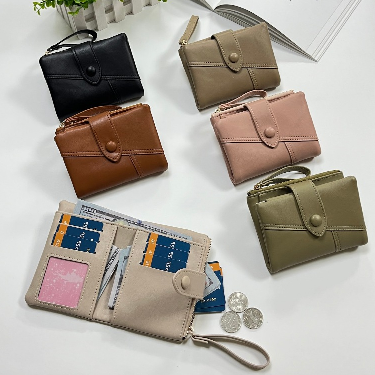 Soirée 典雅對折短夾 多卡位收納皮夾 真皮質感 零錢卡片鈔票夾 女用短夾人氣女用皮夾 女夾, , large