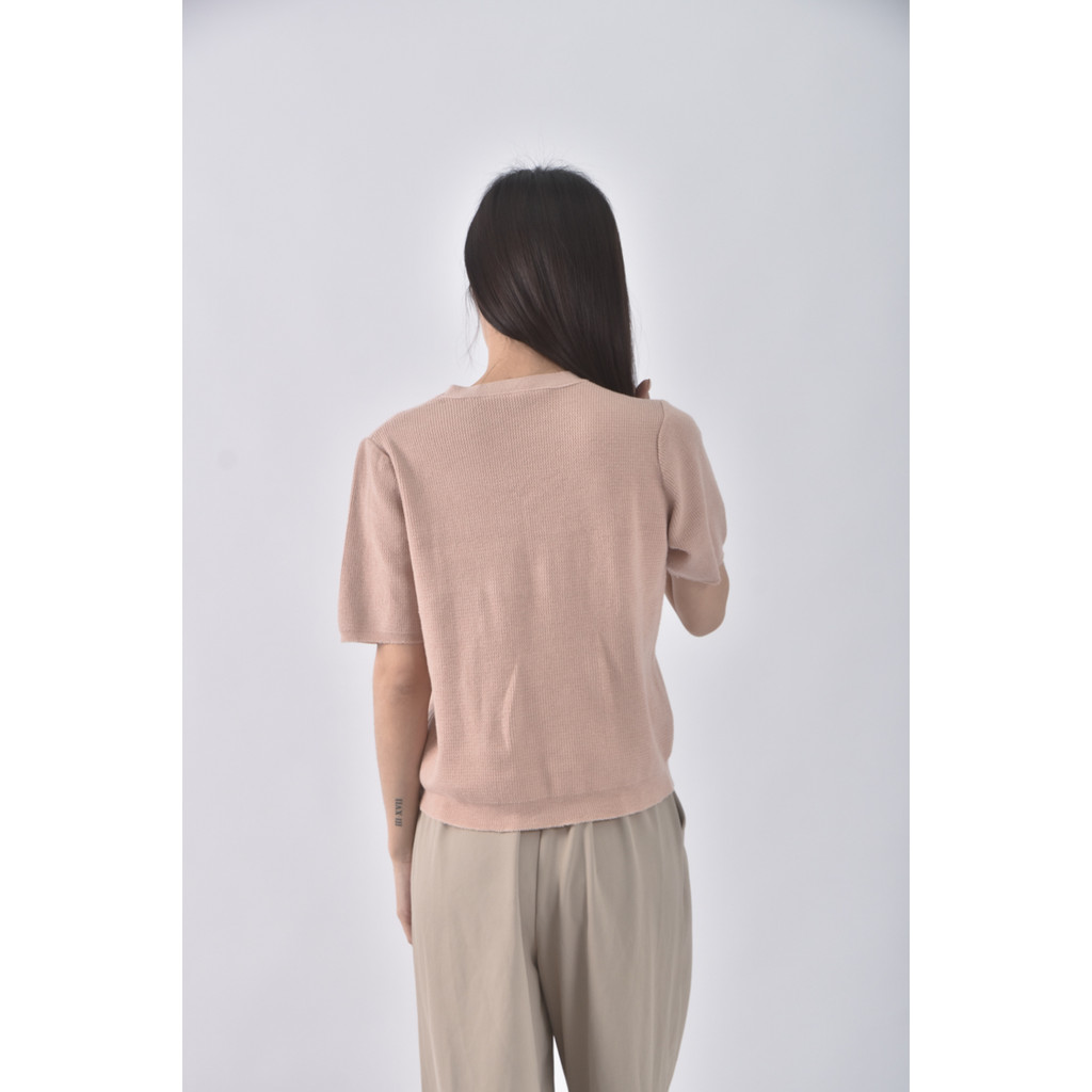 (S) 氣質粉色短袖上衣二手衣, , large