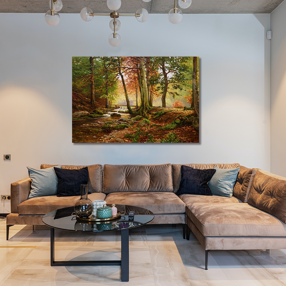 【御畫房】林中溪流 國家一級畫師手繪油畫60×90cm(VF-195), , large