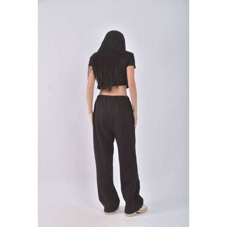 (S) 【智恩私服】net高腰質感棉質黑色長褲二手衣, , large