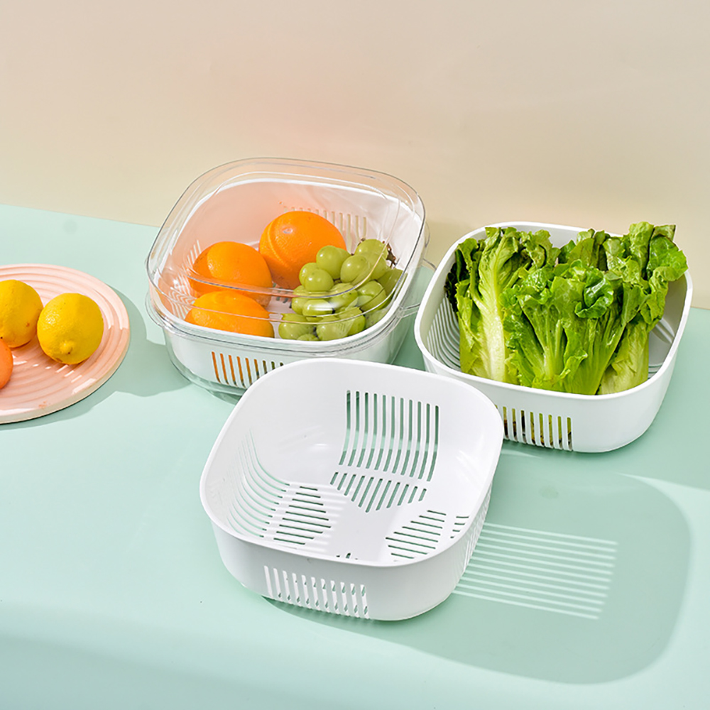 多層帶蓋可疊瀝水置物籃, , large