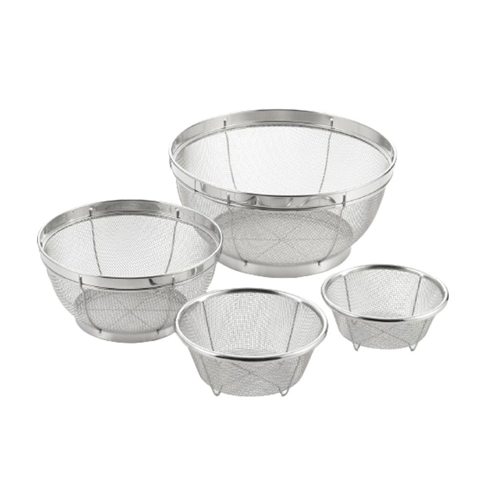 【YOSHIKAWA吉川】日本18-8不鏽鋼MIZKEAD料理濾水藍組1組4入(13/15/19/25cm)SJ3468, , large