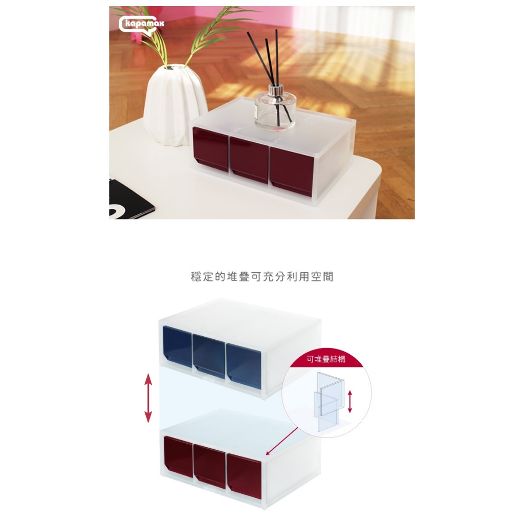 *需預訂【KAPAMAX】2-WAY多功能三層收納盒  (56100)白, , large