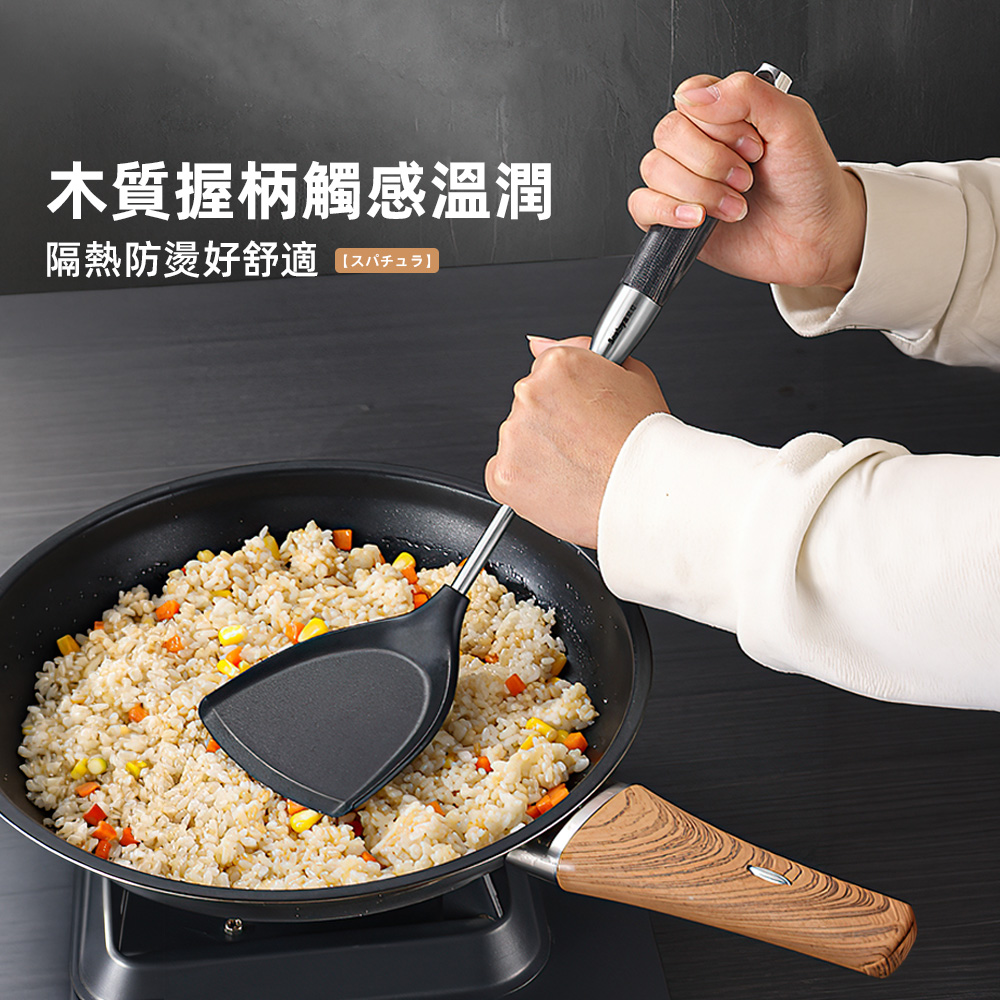 【上手家居】不鏽鋼矽膠鍋鏟(鍋鏟/不鏽鋼鍋鏟/煎鏟/矽膠鏟), , large