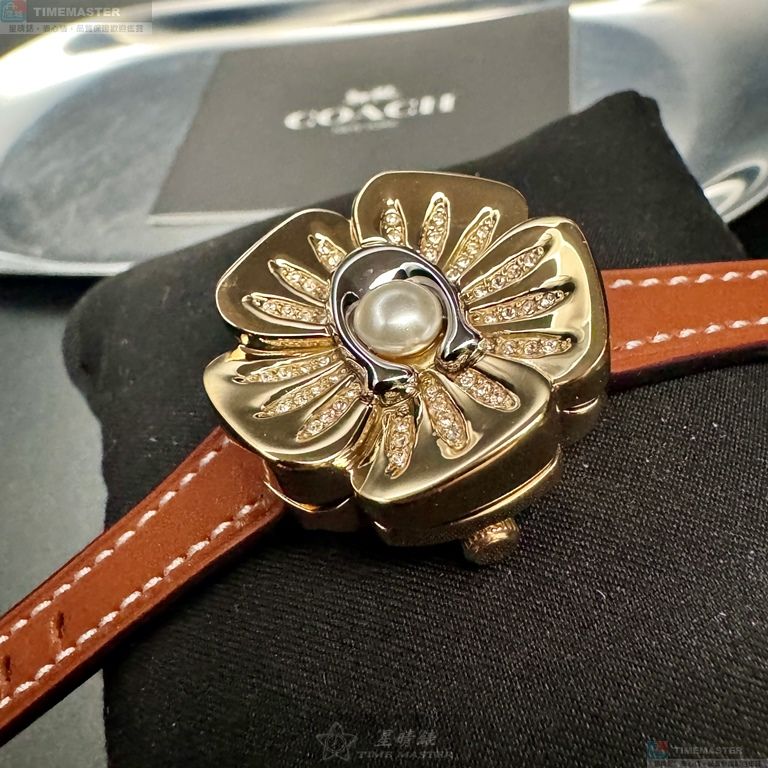 [星晴錶業]COACH手錶,28mm,CH00210金色錶面金色錶殼咖啡色真皮皮革錶帶款, , large