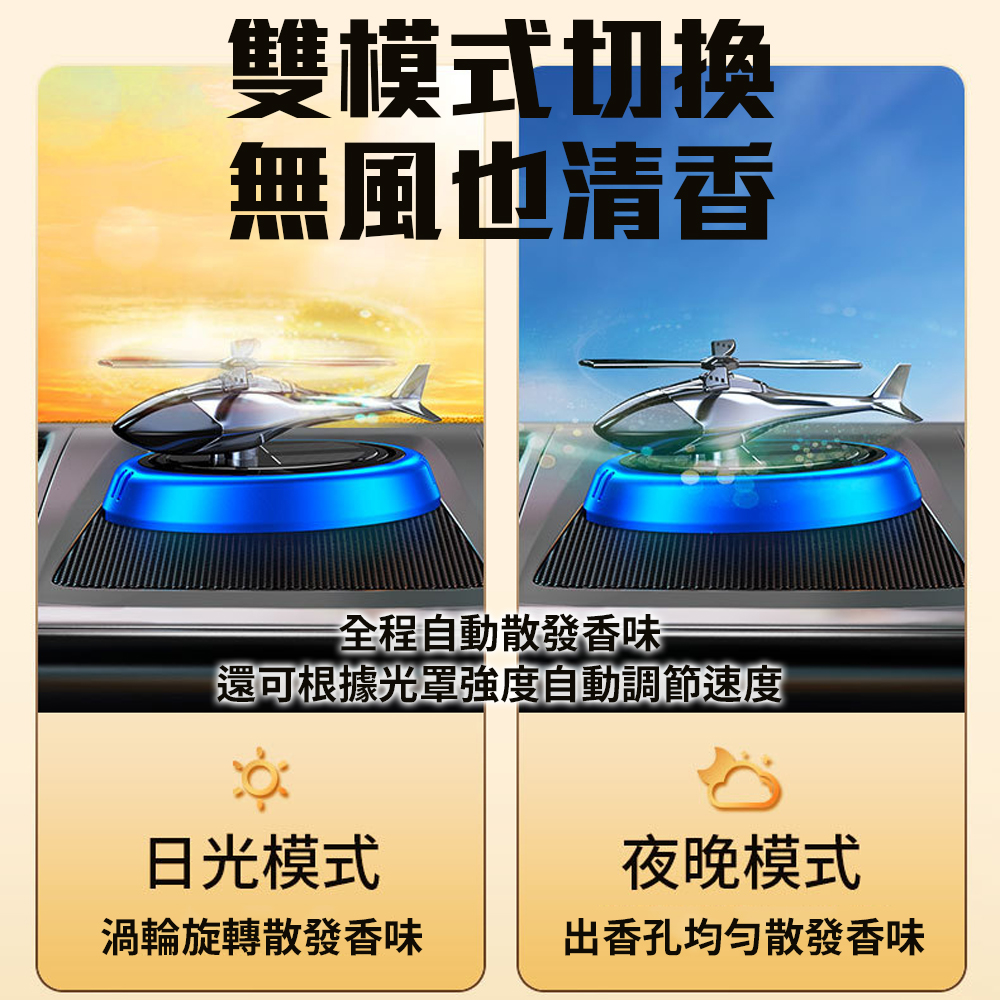 Solar-Powered Helicopter Car Air Freshener &ndash; Light-Sensing Auto Adjustment, Formaldehyde Removal, Home & Car Use, Aroma Diffuser, Air Purification with Nano Technology, , large
