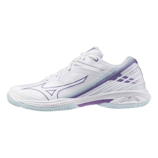 Mizuno Wave Claw 3 男女 羽球鞋 寬楦 室內運動 支撐 抗扭 瞬移 白 紫 [71GA244329], , large