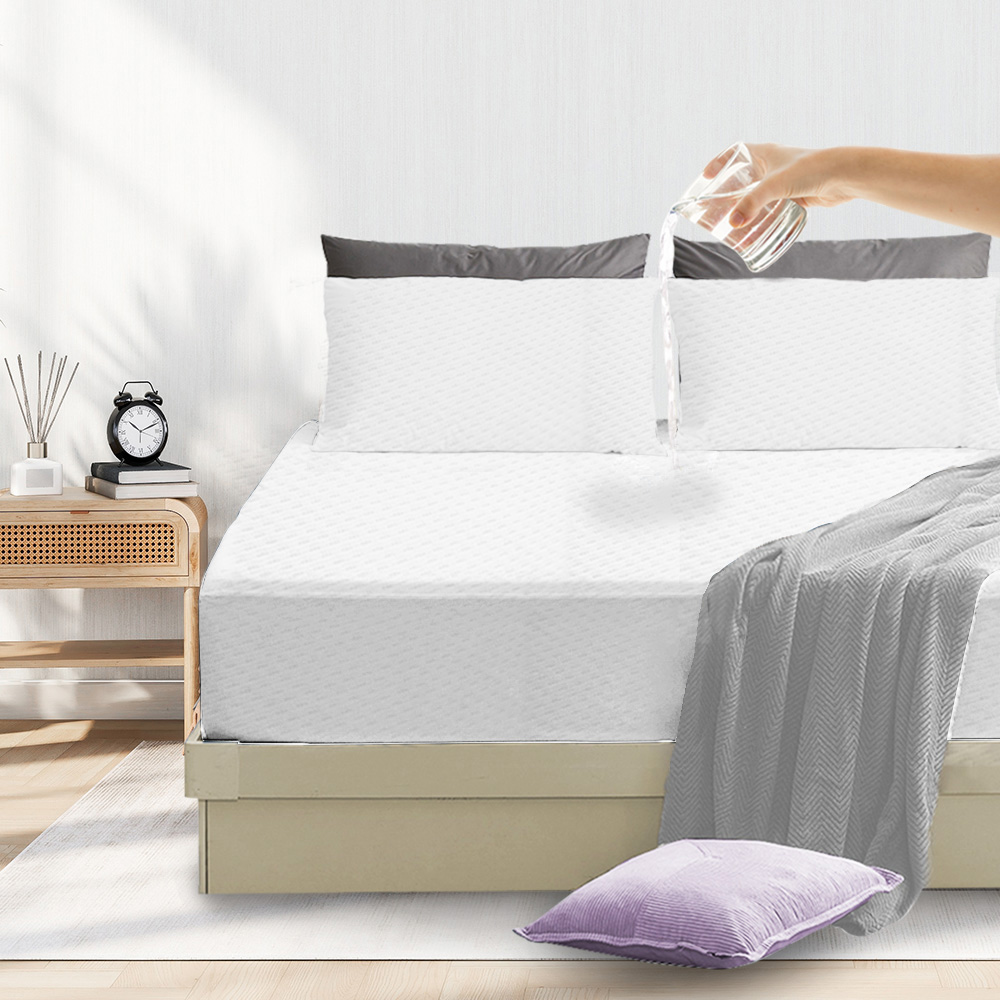 【寢室安居】護理級銀離子100%防水防蹣抗菌透氣保潔枕套-1對-淨白, , large