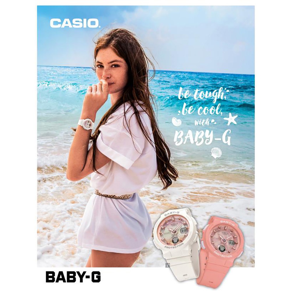 CASIO 卡西歐 Baby-G 海洋渡假 霓虹手錶-白 BGA-250-7A2, , large