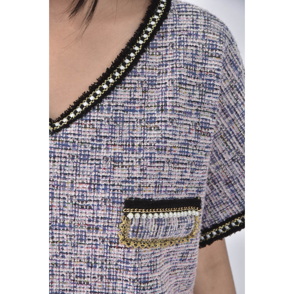 (2XL) 小香風內刷毛紫色洋裝二手衣, , large