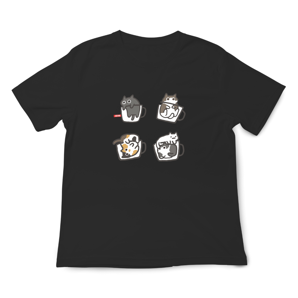 JZ TEE 貓咪杯子 印花短袖T恤, , large