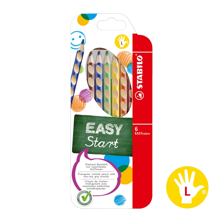 【德國天鵝】STABILO EASYcolors 人體工學洞洞色鉛筆6色/12色 左/右手左手6色(ST331/6), , large