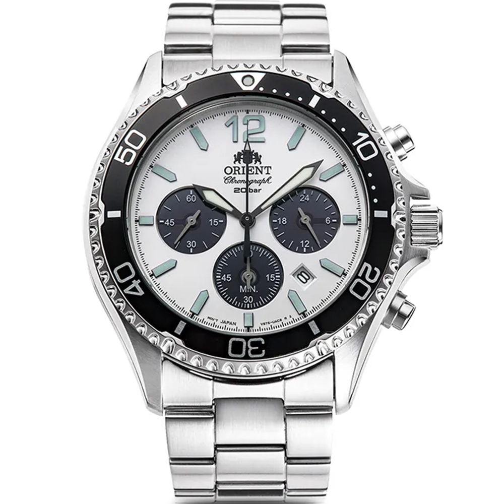 ORIENT 東方錶 Sports 熊貓錶 潛水風格太陽能三眼計時手錶-42.8mm RA-TX0203S, , large