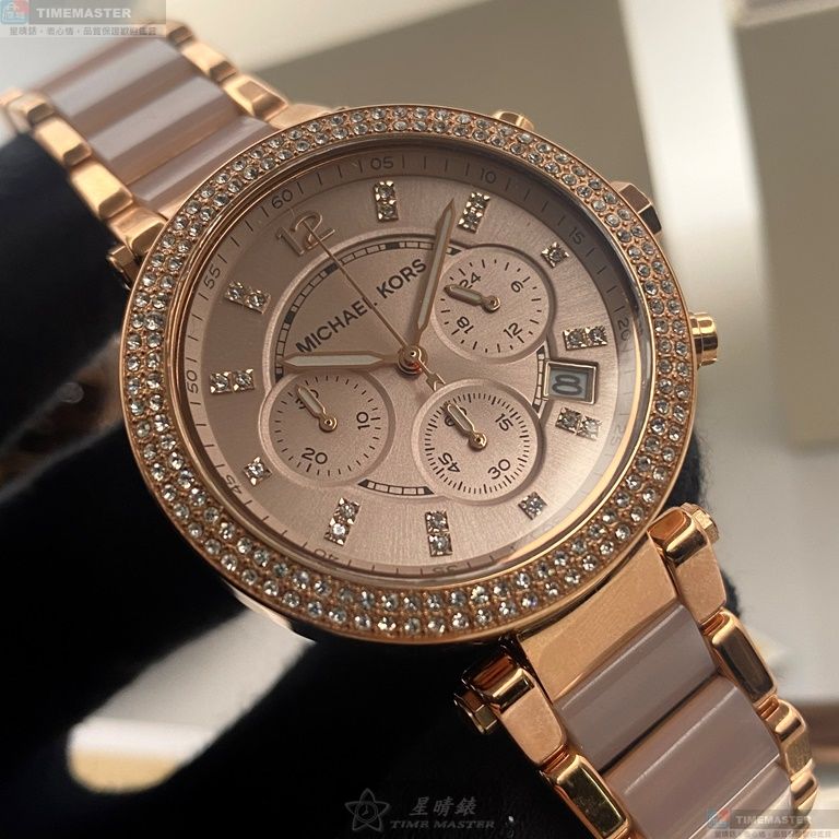[星晴錶業]MK手錶,40mm,MK06907玫瑰金色錶面玫瑰金錶殼玫瑰金粉紅精鋼錶帶款, , large