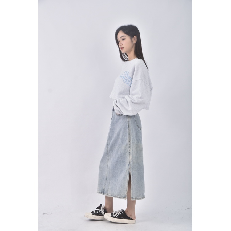 (XL) 丹寧牛仔藍色長裙二手衣, , large