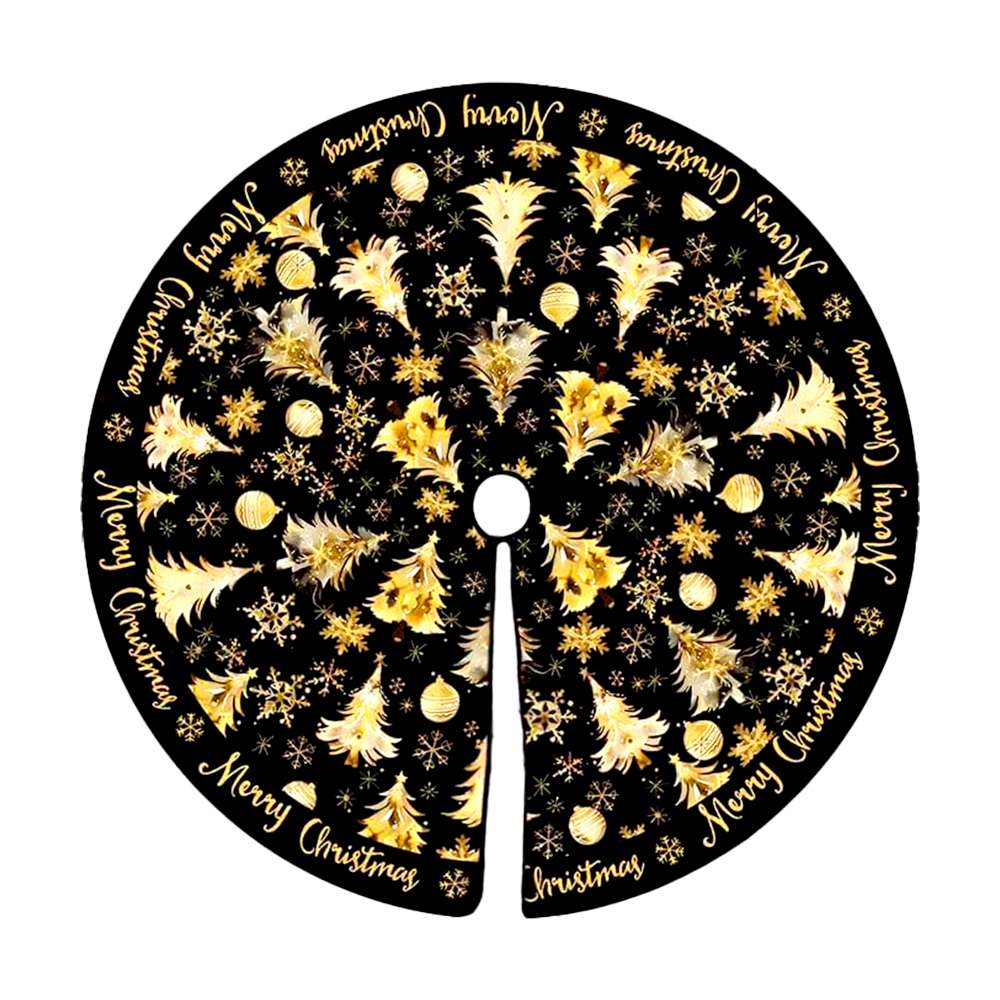 摩達客金色耶誕樹013號短毛絨印花聖誕樹裙90cm_聖誕樹裝飾底墊, , large