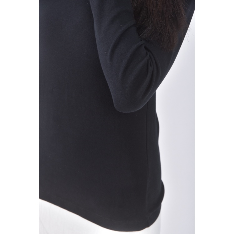 (M) muji質感棉質高領黑色長袖上衣二手衣, , large