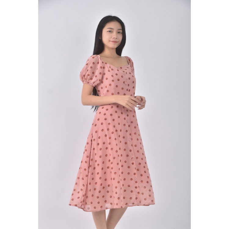 (S) ba duo zi質感點點粉色洋裝二手衣, , large