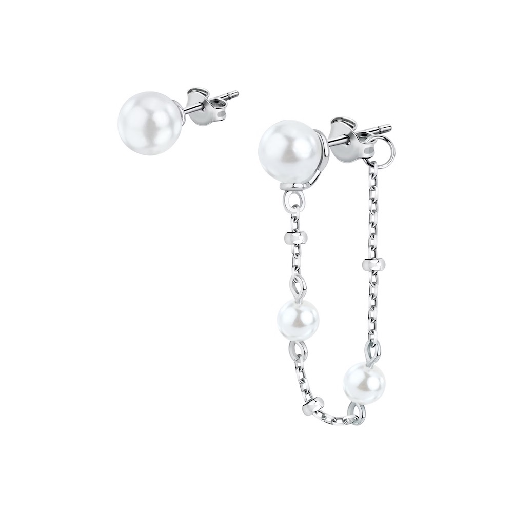 【MORELLATO】Perle Contemporary 925純銀非對稱珍珠美學耳環-銀色SAWM08, , large