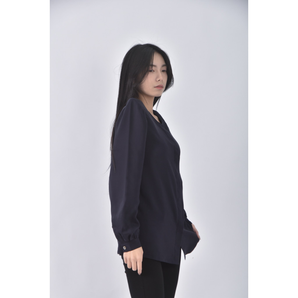 (L) episode圓領藍色長袖上衣二手衣, , large