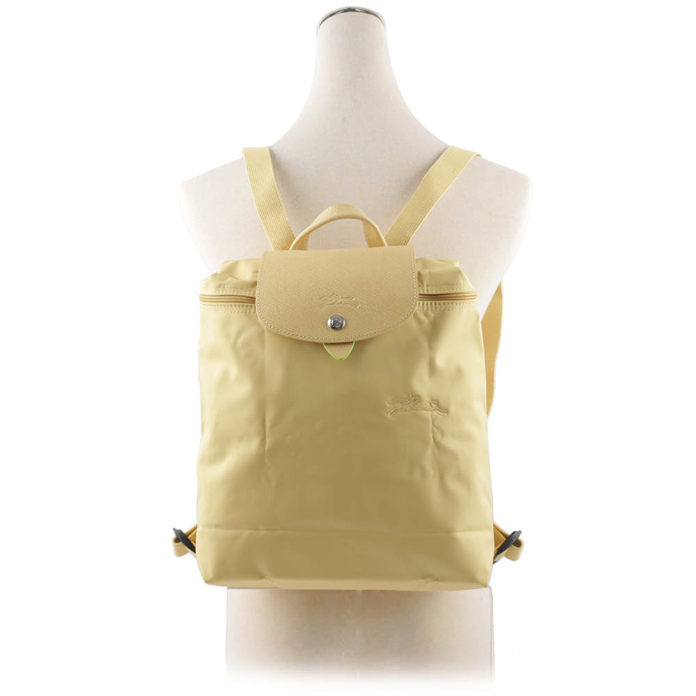 LONGCHAMP LE PLIAGE GREEN再生帆布折疊後背包/小麥黃, , large