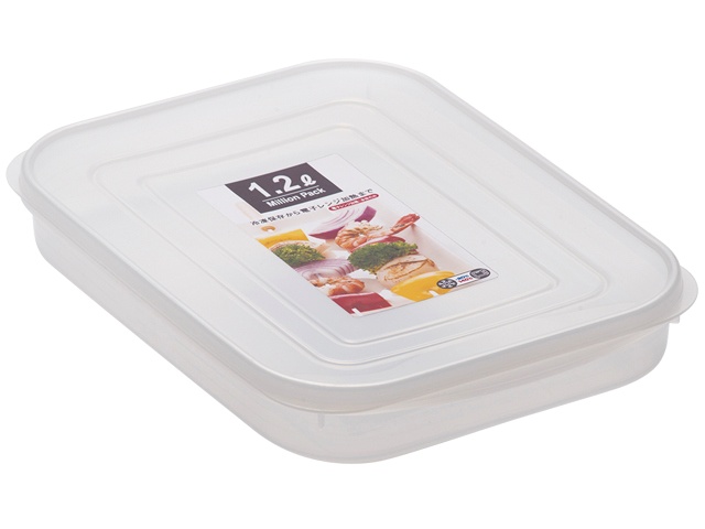 Flat transparent food storage container 1.2L., , large